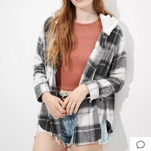 American Eagle hooded flannel